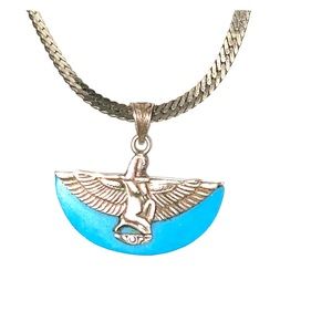 Silver Isis turquoise charm necklace